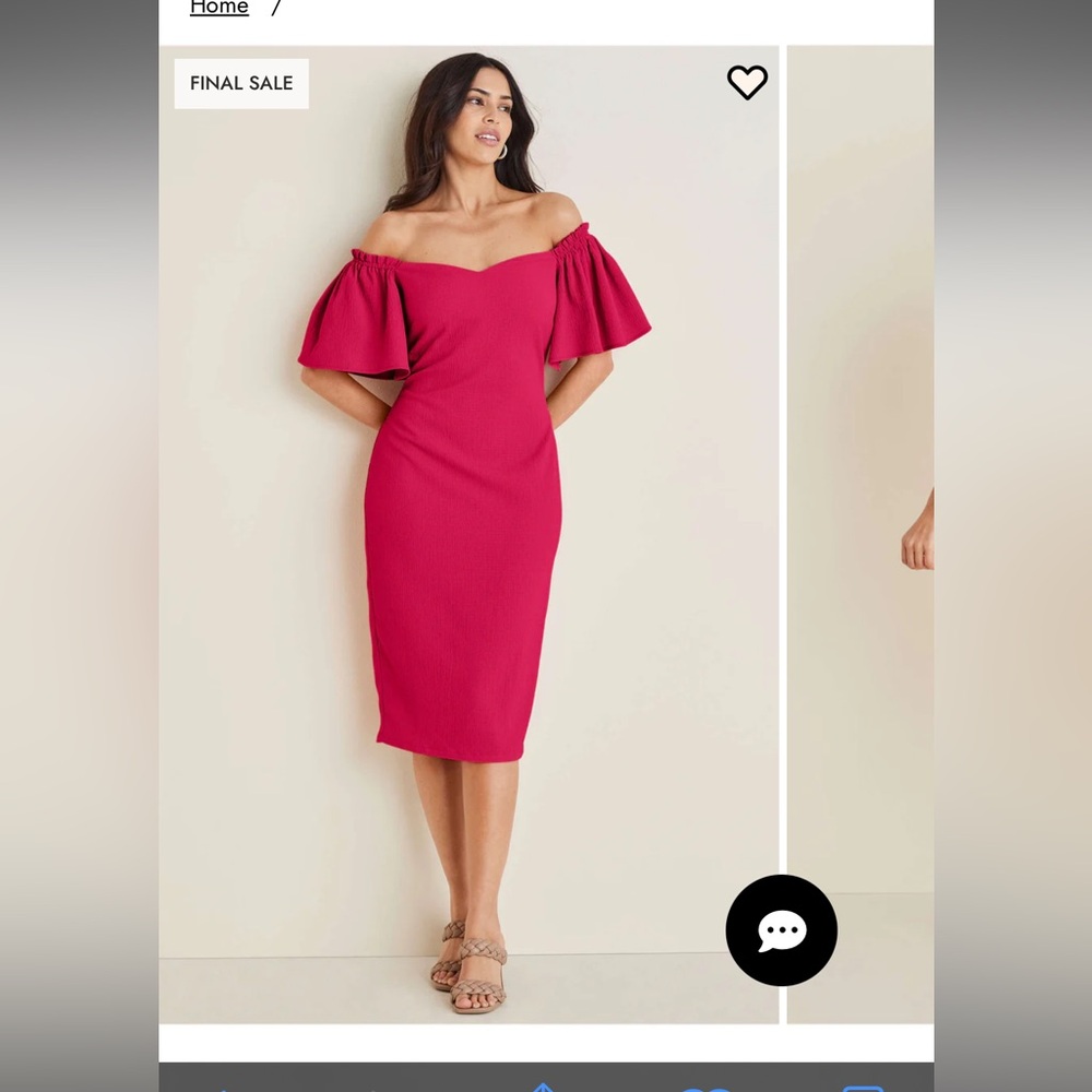 VENUS off shoulder flutter sleeve Dress in Vibrant Pink